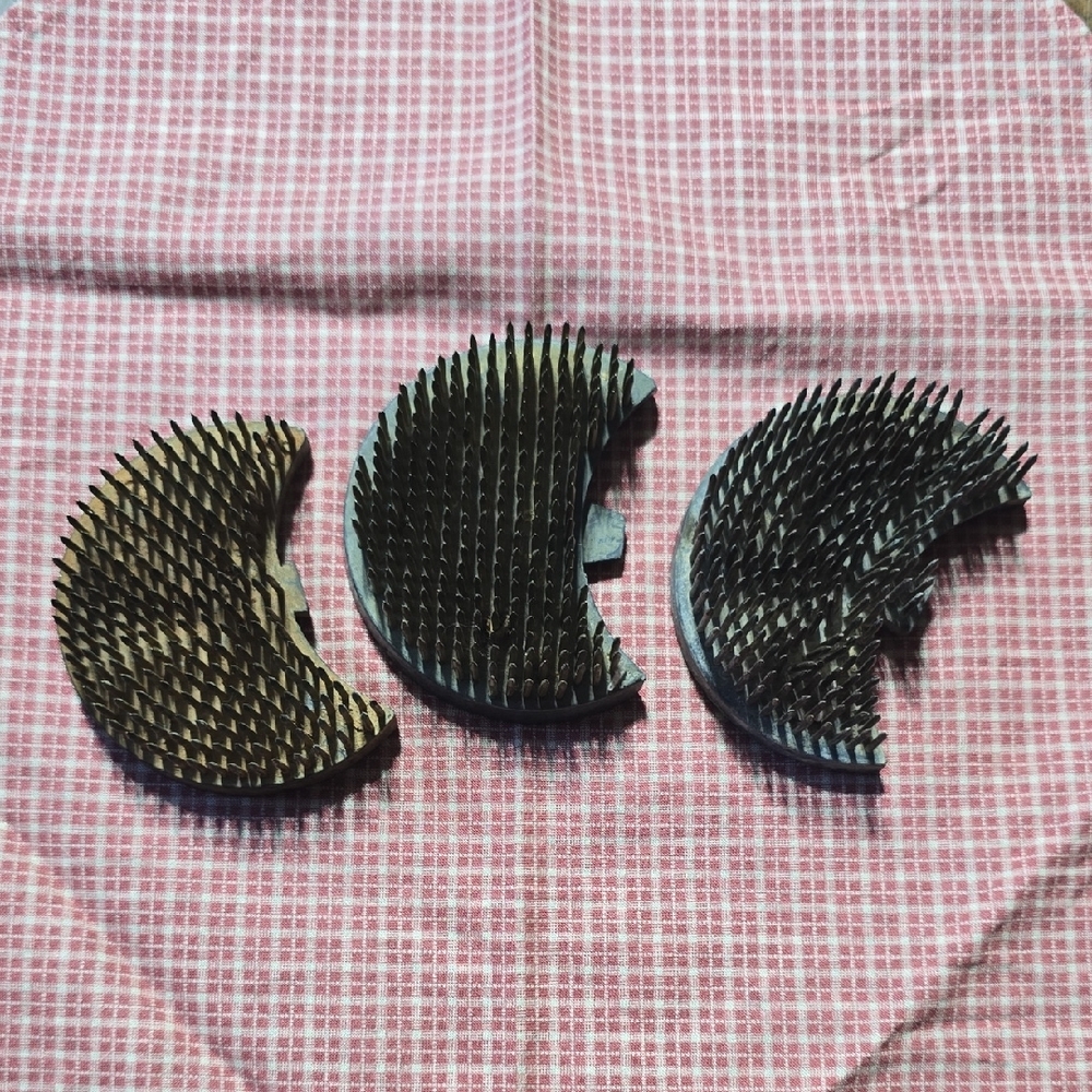Set of Three Black and Green Spiked Discs